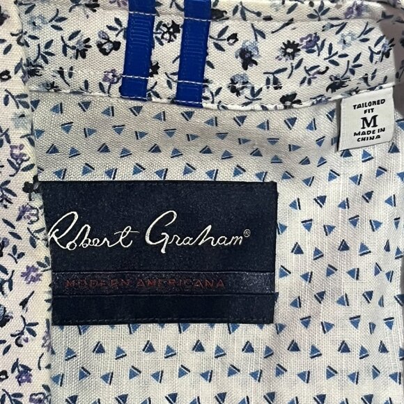 Robert Graham Blue Pattern Short Sleeve Button Down | Size M - Picture 3 of 3